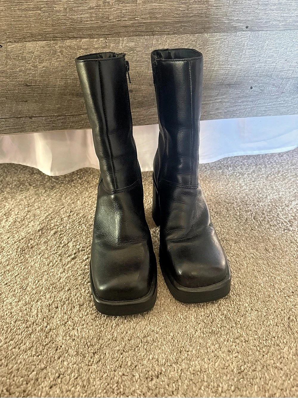 Steve Madden Black Leather Heeled Boots US 8M